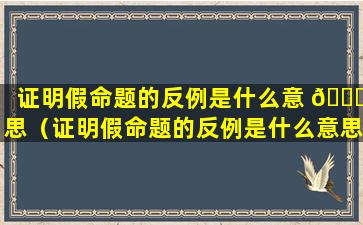 证明假命题的反例是什么意 🐘 思（证明假命题的反例是什么意思啊）